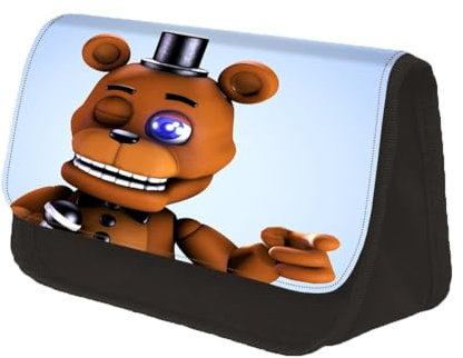 SPSMOKH FNAF Canvas-Tasche, Anime-Cartoon, lässige Umhängetasche, Fazbear's Piazzaria Rucksack, niedlicher Schultasche, große Kapazität, B, 47*30*17cm