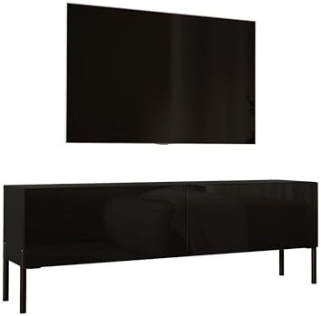 3E 3xE living.com TV- Schrank in Schwarz Matt mit Beinen in Schwarz, A: B: 140 cm, H: 52 cm, T: 32 cm