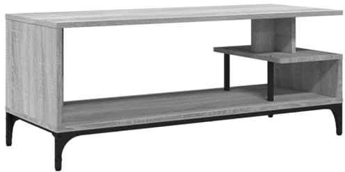 vidaXL Meuble TV, Armoire de Télévision, Meuble Télé avec Rangement Salon Salle de Séjour, Sonoma Gris Bois Ingénierie et Acier Enduit de Poudre