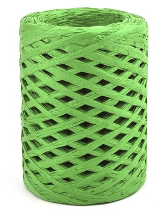 Cuerda de paja de rafia natural, hilo de cinta de papel para manualidades, ganchillo, verano, sombrero, bolsa, canasta, material para decoración, envoltura de regalos (150 m, verde)
