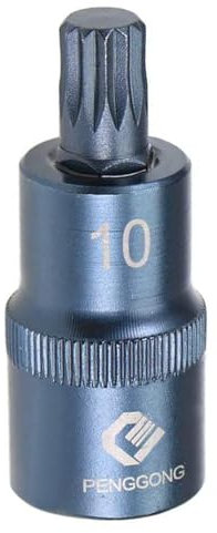 Juttzzei Spline Bit Socket, 1/2 Drive x M10 (10mm) Triple Square Spline Bit Socket, 10mm Allen Key Socket Multiple Teeth, S2 Steel M10 Spline Bit with 2 Length for Torque Wrench, Ratchet Wrench