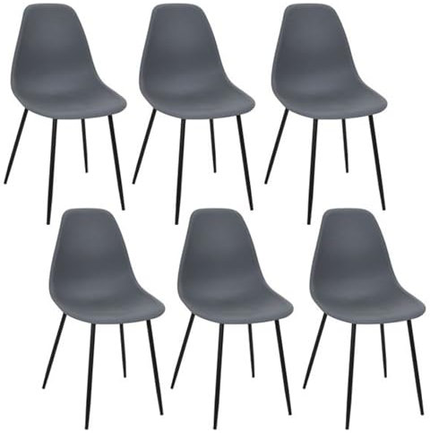 HOME DECO FACTORY, HD0356, Set mit 6 Gustav Grey-Stühlen, Les P'Tits Prix, Möbel, Sitz, Tischsessel, Stuhl, 50,7 x 84,8 x 45,5 cm, Sitzhöhe 45 cm, Grau