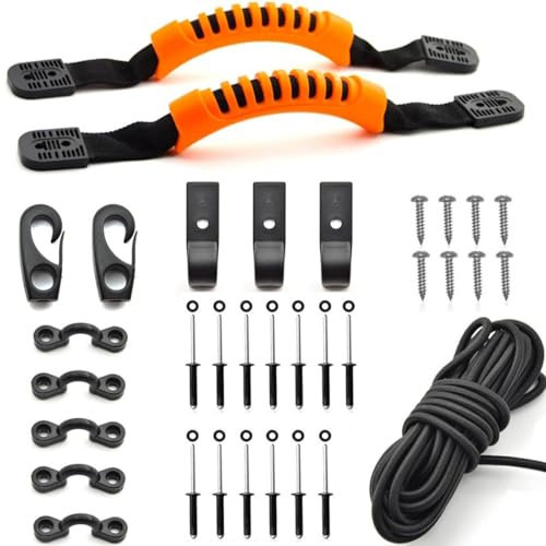 KOVNISE Kayak Carry Handle Rigging Kit, Kayak Carry Handle with Rivets, Kayak Replacement Handles for Kayak Paddle, Tandem Kayak, Canoe Boat & Lifetime Kayaks (Orange)