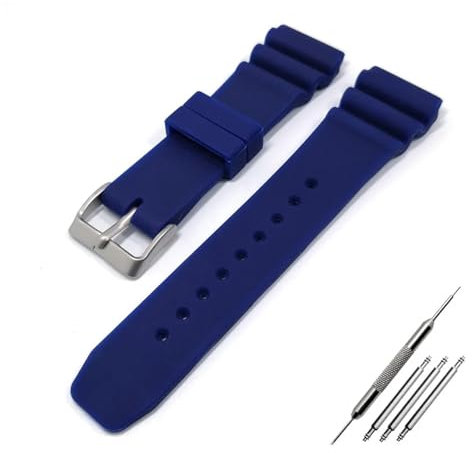MAMA'S PEARL Bracelet En Silicone Souple De 22MM For Hommes, Adapté Aux Montres De La Série Fit For Seiko, Bracelet En Caoutchouc Étanche De Sport For Dames(Navy blue)