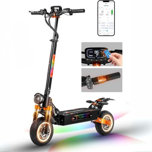 JAYSIMXIN Elektroroller für Erwachsene, Offroad E-Scooter, Klappbar, 10 Zoll All-Terrain Vakuumreifen, Doppelmotor 1600vv, Smart App, 55V 32Ah Lithiumbatterie, 130 km Reichweite, 200 kg Tragkraft.