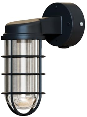 LEDSone Bunker Bulkhead Cage Wall Sconce Lamp Light Wall Metal Cage Shade Fitting Wall Lighting for Indoor Bedroom Hallway Living Room - Cage Only (Black with Terminal Box, Without Bulb)