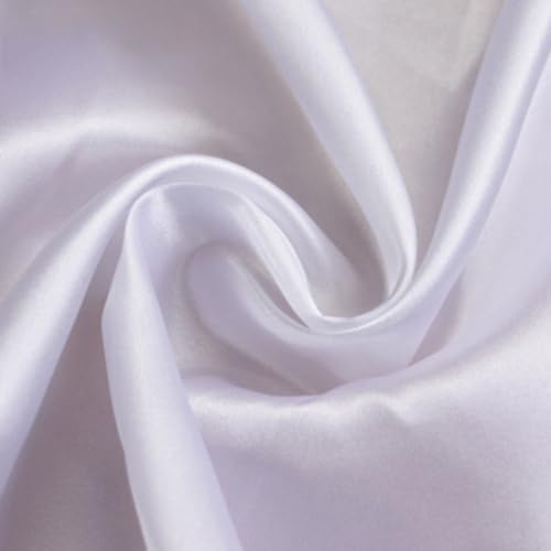 Blausky 3m x 150cm Satin Stoff,Seidiger Futterstoff Meterware aus Polyester Satinstoff Dekostoff Glänzender Stoff zum Nähen für Kostümen Bekleidung Hochzeitskleider Schleife Tischdecken,Weiß A