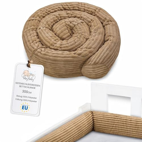 Totsy Baby Seitenschläferkissen Musselin Bettschlange Body Pillow 300 cm Baumwolle - Kopfkissen lang Bettrolle Schlafkissen Nackenrolle Braun B