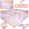 sun baby Laufstall mit rosa Griffen 150x200 cm 0-2 Jahre Lachs, Polyester, Netzwände, Eingang mit Reißverschluss, rutschfeste Füße, Tragetasche im Set, Metallrahmen