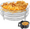 WANDGU 20.8×20.8×9.5cm Dreifach Air Fryer Rack: Air Fryer Tray, 304 Edelstahl Airfryer Rack, Heißluftfritteuse Grillrost Zubehör, Drei Stapelbare Racks für Ninja-Ofen, Mikrowelle, Backen (runden)