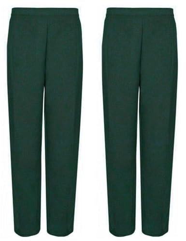 EBTISAM (Pack of 2) Womens Half Elasticated Waist Trousers 2 Side Pockets Short Medium Long for Ladies Office Work Black Navy Bottle Green UK 8-24 (UK, Numeric, 12, Regular, Regular, Bottle Green)