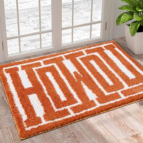 RoomTalks Waschbarer Howdy Rug Fußmatte für den Innenbereich, Cowboy, Landhausstil, rustikaler Südwesten, Badezimmerteppich, rutschfeste Badematte, Wilder Westen, gebranntes Orange, 5,1 x 7,6 cm, für