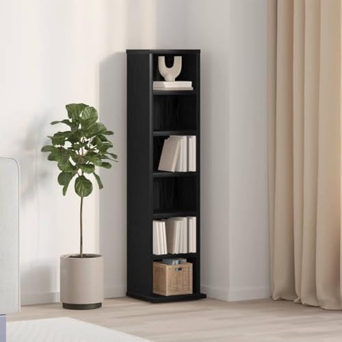 CD Storage Tower Rack, Media Storage Cabinet CD Shelf Black Oak 21x20x88 cm Engineered Wood