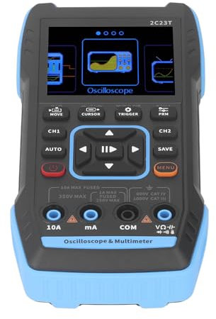 Dual Channel Oscilloscope Multimeter Generator 3 In1 with 10X Probe, Suitable for Circuit Testing and Troubleshooting, ABS Material