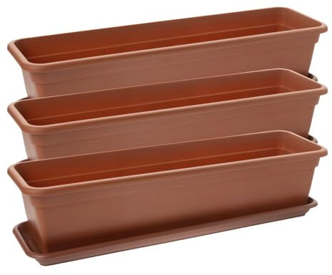 Centi Mediterranes Flair: 3er Set Terracotta-Blumenkästen 60 cm - Ihr Balkon in Toskana-Optik!