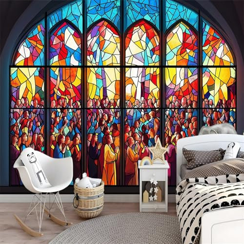 IHFMPFKJ Papier Peint Photo Paysage Oriental 400 x 280 cm, Non tissé, décoration Murale Moderne pour Salon, Chambre d'enfant, Vert et Beige