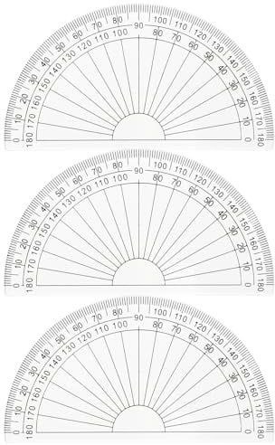 Protractor Set 3pcs,180° Clear Plastic Angle Measurement Tool,for Students, Teachers, Engineers,and Designers,Lightweight and Transparent Design for Easy Reading,Accurate Angle Measurement(10.2cm)