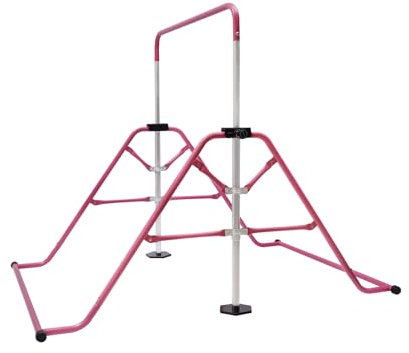 Beaudreaul Barre de gymnastique pliable - Charge maximale : 80 kg - Barre horizontale - 115 à 155 cm - Hauteur réglable - Pour les personnes pesant moins de 220 kg - Rose