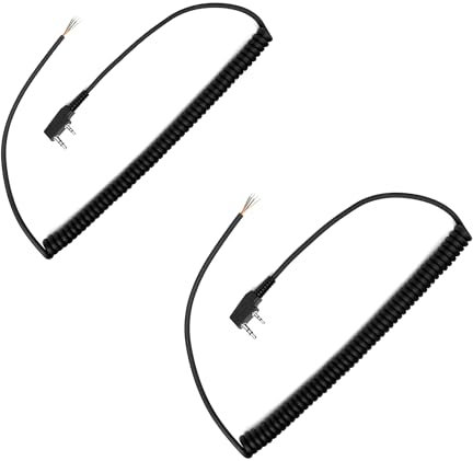 Fumei 2PCS 4 Wires to K Plug Adapter 1.8m Durable Coiled Cable for Kenwood Baofeng HYT Two Way Handheld Radios and Headsets