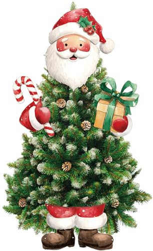 Soulchen 4 Pcs Large Christmas Tree Topper Santa Claus Christmas Tree Decorations Cute Red Santa Hat Candy Gift Box Head Arms and Legs Ornament for Xmas Gift Home Party Decor Supplies