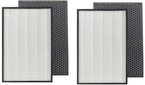 Trade-Shop 4in1 Luftreiniger Filter-Set (2x HEPA-Filter + 2x Aktivkohlefilter) kompatibel mit Philips AC1214 AC1214/10 AC1215 AC1217 AC1217i AC2729