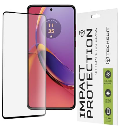 Techsuit Displayschutzfolie für Motorola Moto G84 Gehärtetes Glas mit 9H Härte, Vollständige Abdeckung, Stoßschutz, Oleophobe Beschichtung, Anti Fingerabdruck, Blasenfrei, 111D Full Glue