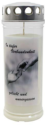 Grabkerze - Gedenkkerze- Grablicht Motiv Hände Dauerbrenner 7 Tage