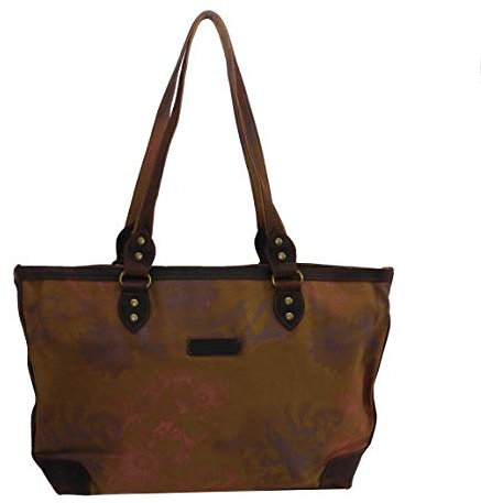 Lässige Canvas Jeans Schultertasche von Harolds - Damentasche, Shopper, Schultertasche, VintageHandtasche, Denim - Baumwollstoff und Leder (Camel) - präsentiert von ZMOKA®