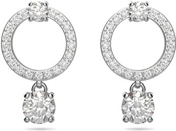 Swarovski Constella Ohrringe, Rund, Weiss, Rhodiniert