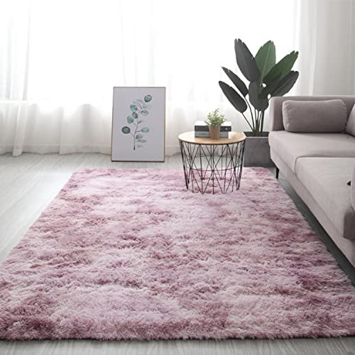 Swsen Tapis Salon Shaggy Moelleux- Tapis de Salon de Style Moderne Résistant à la Tache - Tapis Chambre en Et Coloris Différentes Tailles, Dimension: 60x120CM, Couleur: Rose
