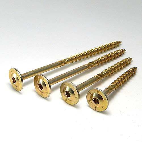 50 Stk. Tellerkopfschrauben 8 x 280 Dresselhaus Torx T40 Konstuktionsschrauben weiss verzinkt ETA Zulassung Holzschrauben Holzbauschrauben Holzkonstruktionsschrauben mit Schaftfräser