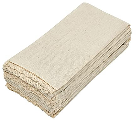 Micasa Décor Flachs von Flax (60 % Baumwolle, 40 % Leinen) Servietten mit Hohlsaum, Gehrungsecken und großzügige Servietten, Tischtaschenfreundlich, 12 Stück, naturfarben (50,8 x 50,8 cm mit Spitze)