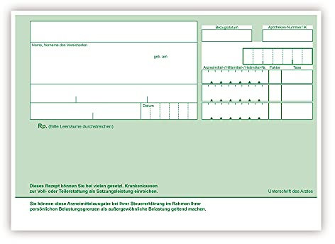 Privatrezepte A6 quer, 200 Blatt, chipkartengerecht, mit PZN Feld, grün, 80 g/m²