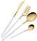 Juego de Cubiertos de 16 Piezas,Cubiertos dorados y blanco acero inoxidable,Utensilios de Acero Inoxidable Juego de Servicio para 4,Incluyendo cuchillo/tenedor/cuchara/cucharadita (Oro Blanco)