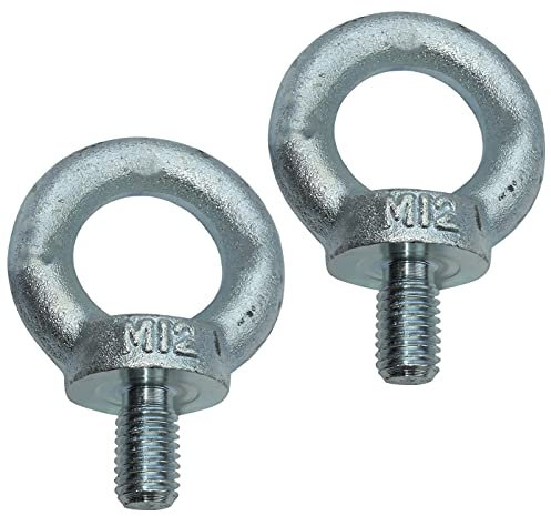 AERZETIX - C49755 - Satz von 2 - Ringschrauben - M12 - Ring Kranösen - verzinkter Stahl - Metrisches Gewinde - DIN 580-340kg - Farbe Silber