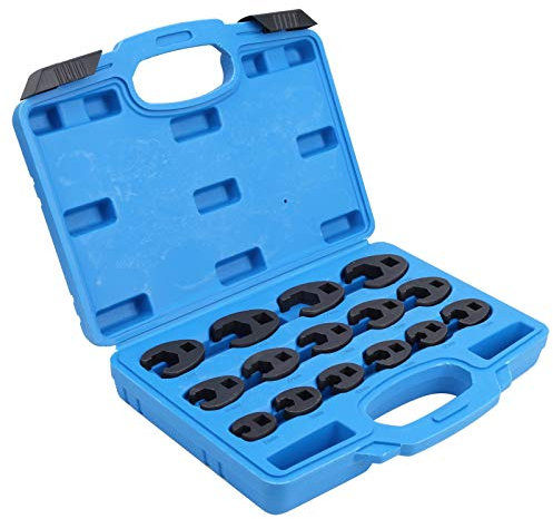 15Pcs Crow's Foot Spanner Set, 8-24mm Drive Crowfoot Flare Nut Wrench Set for 3/8in or 1/2in Ratchets Extensions, Crowfoot Spanner Metric, Open End Wrench Hand Tool