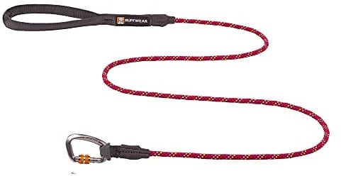 RUFFWEAR Knot-a-Leash, Reflective Rope Dog Lead with Locking Carabiner, 5ft (1.5m) Long, 7mm Thick, Hibiscus Pink