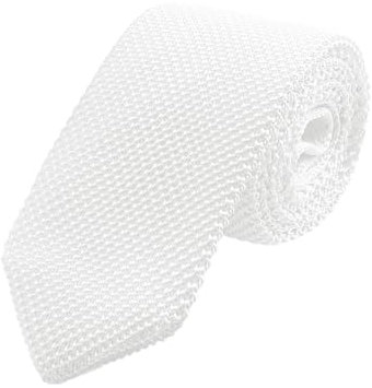 WANYING Herren 7cm Schmale Strickkrawatte 2,75 Zoll Gestrickte Narrow Krawatte Retro Sporty Casual Büro Basic für Gentleman - Einfarbig Weiß