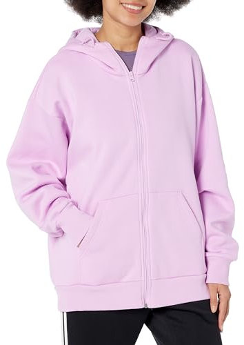 adidas Women's Studio Lounge Fleece Full Zip Hoodie, Bliss Lilac, Medium