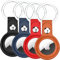 Airtags Portachiavi in Pelle di 4 Pezzi, Porta Air Tag per GSP, Apple, Chiavi Zaini e Animale, Custodia Anti-graffio, Mantiene Forte il Segnale GPS - Rosso Nero Blu Marrone