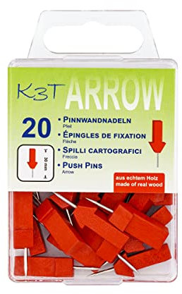 K3T 48315 Pinnnadeln Pfeile 20er Packung, Farbe rot