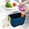 Mini poubelle pliable à suspendre pour porte d'armoire de cuisine, petite poubelle pliable sous l'évier, poubelle murale pliable - Mini poubelle pour armoire/chambre/salle de bain - 3 L (bleu jaune)