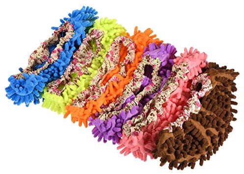 sourcing map Cubrezapatos de Limpieza Lavables, Pantuflas de mopa de Chenilla multifunción para el Suelo de la casa, Verde, Azul, Morado, Naranja, Rosa, marrón, Paquete de 12