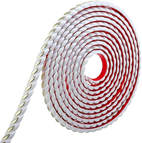 5 Meter Flexible Selbstklebende Zierleisten Sparpaket,3D-Dekorative Wandleisten,Stuckprofile,Dekor für Spiegelrahmen,Möbel,Schrankkanten,Türen,Wohnkultur,Wandkanten, 1.5cm x 0.7cm x 5m, Weiß+Gold
