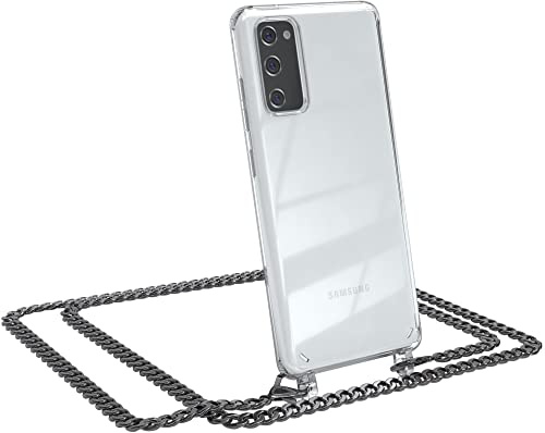 EAZY CASE Handykette kompatibel mit Samsung Galaxy S20 FE / S20 FE 5G Handyhülle mit Metal Umhängeband und Ersatz Kordel schwarz, Handykordel, Stylische Kette, Metal - Anthrazit