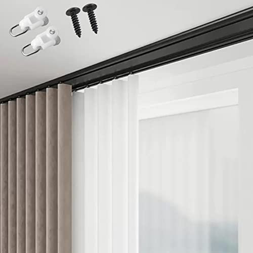 BATLAM Schwarze doppelte Vorhangschienen-Kits für raumhohe Fenster/Glasschiebetüren, Aluminium-Raumteiler-Vorhangstange für Schrank/Hintergrund/Etagenbett mit Haken (Size : 8m/26ft) (4m/13ft)