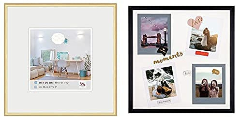 Walther design KV330G New Lifestyle Bilderrahmen, 30x30 cm, gold + Dekoset PC330M DIY