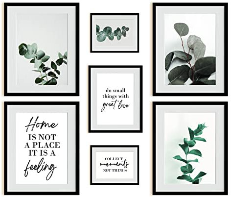 Bartschibär Poster Sets Eukalyptus - 7-teiliges Wanddeko-Set | Premium Qualitätsdruck matt | 4x A4, 1x A5, 2x A6 | Inspirierende Sprüche & Eukalyptus Motive