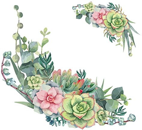 SUPERDANT Succulents Green Plants Stickers Flowers Wall Decal Wall Decor Removable Art Vinyl Door Decal Wallpaper for Bedroom Living Room Home Decorations