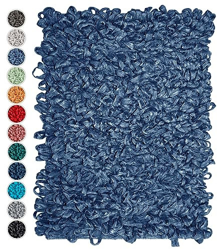 Lashuma Badezimmer Teppich Jeansblau, geeignet für Fußbodenheizung 50x70 cm